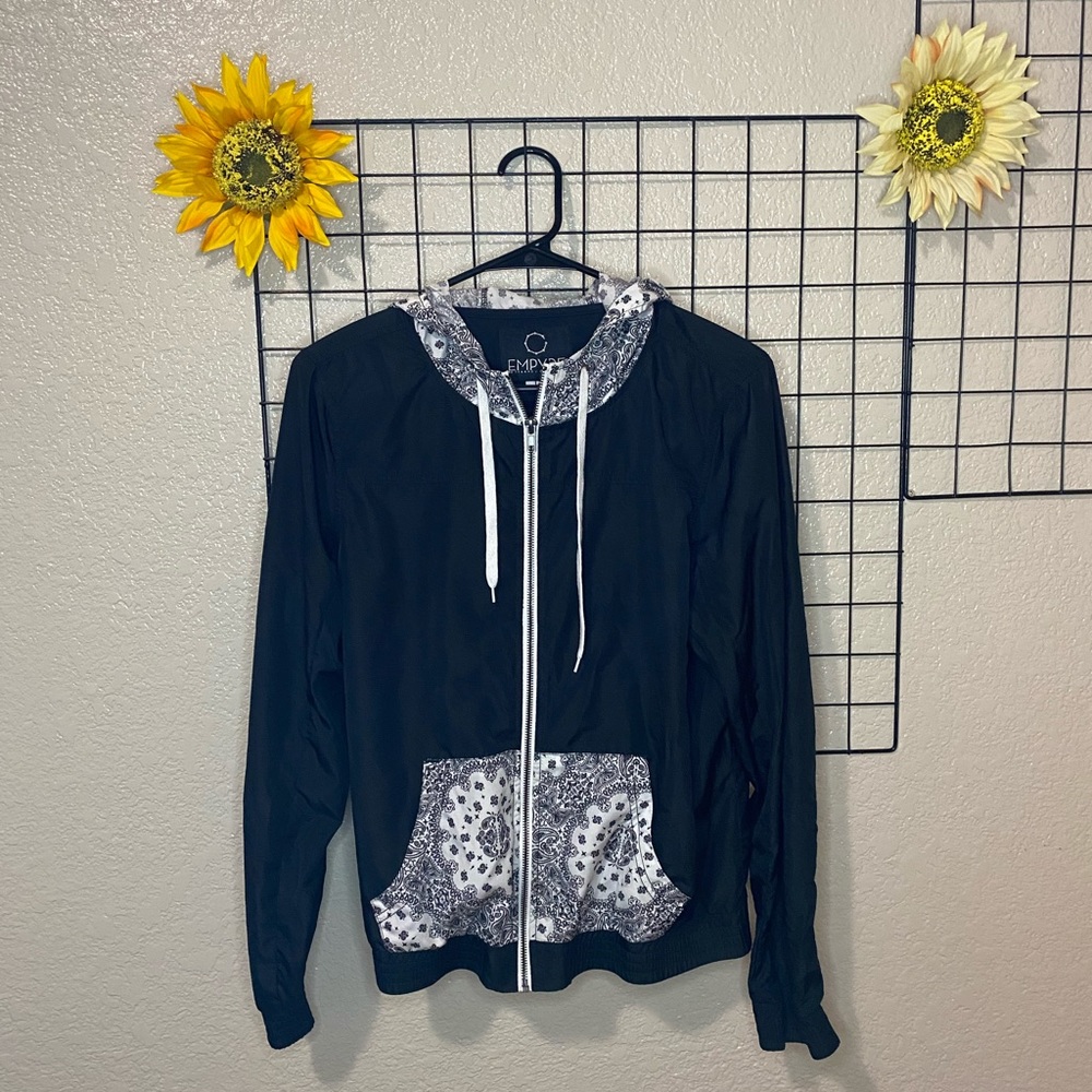 Zumiez black & white paisley windbreaker